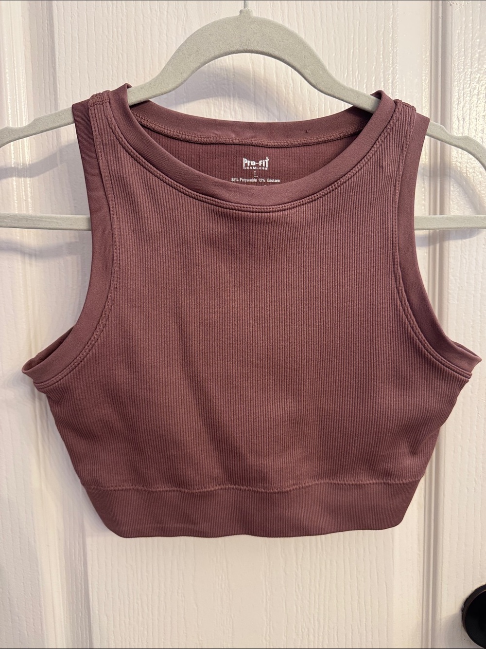 Pro-Fit Mauve Ribbed Crop Tank